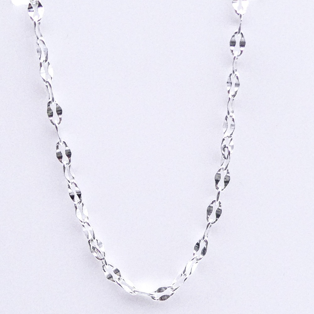 New Sterling Silver Italy Flat Link Adjustable Chain Necklace 23" Stackable